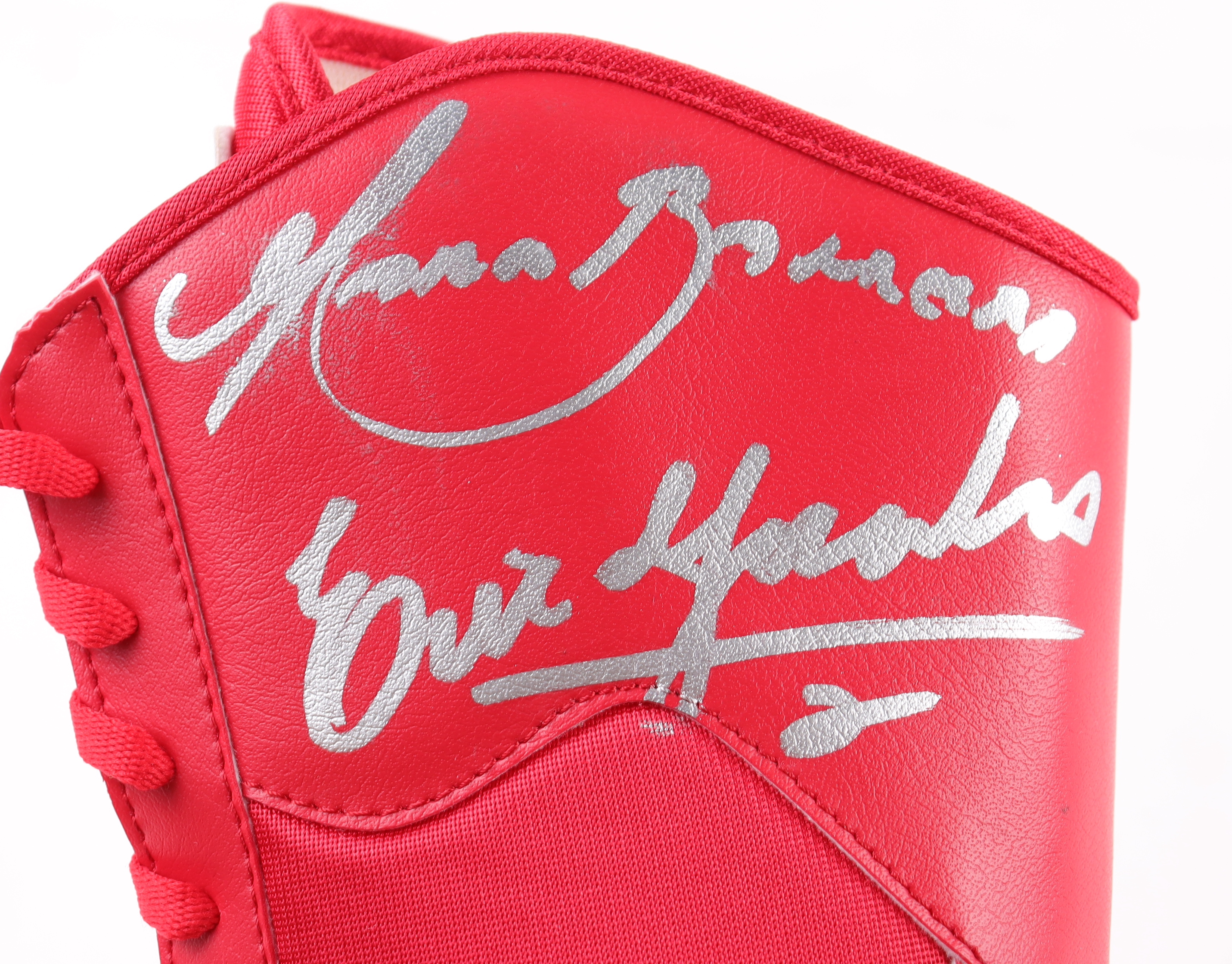 Marco Antonio Barrera & Erik Morales Signed Pair of Title Boxing Boots (Beckett) at PristineAuction.com Marco Antonio Barrera & Erik Morales Signed Pair of Title Boxing Boots (Beckett) at PristineAuction.com