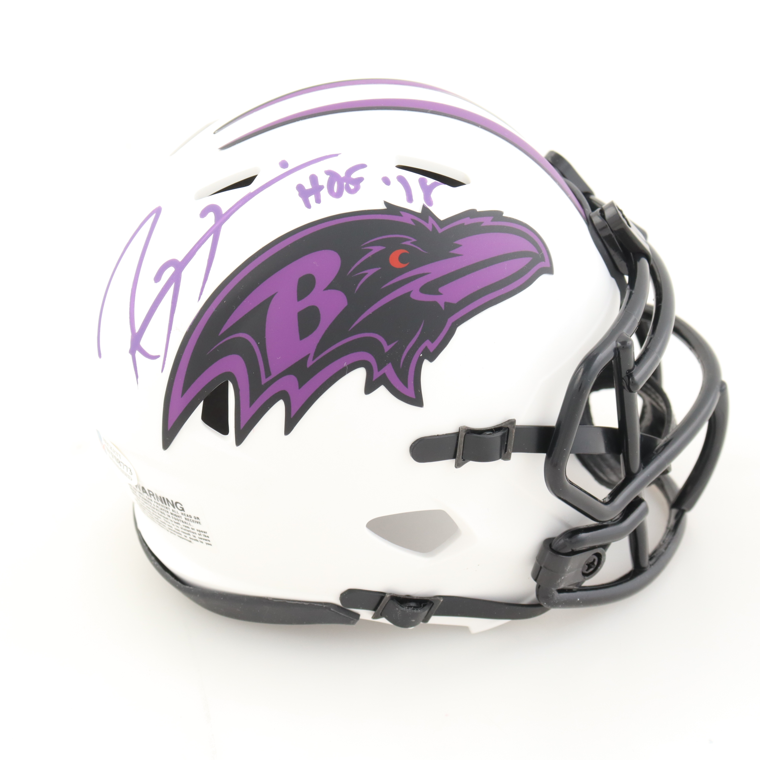 Ray Lewis Signed Ravens Lunar Eclipse Alternate Speed Mini Helmet Inscribed "HOF 18" (Beckett) at PristineAuction.com Ray Lewis Signed Ravens Lunar Eclipse Alternate Speed Mini Helmet Inscribed "HOF 18" (Beckett) at PristineAuction.com