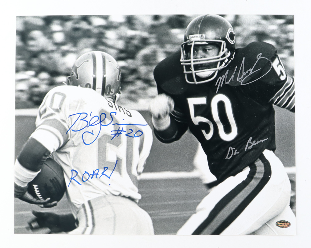 Mike Singletary & Billy Sims Signed Bears vs Lions 11x14 Photo Inscribed "Da Bears" & "ROAR!" (Schwartz) at PristineAuction.com Mike Singletary & Billy Sims Signed Bears vs Lions 11x14 Photo Inscribed "Da Bears" & "ROAR!" (Schwartz) at PristineAuction.com
