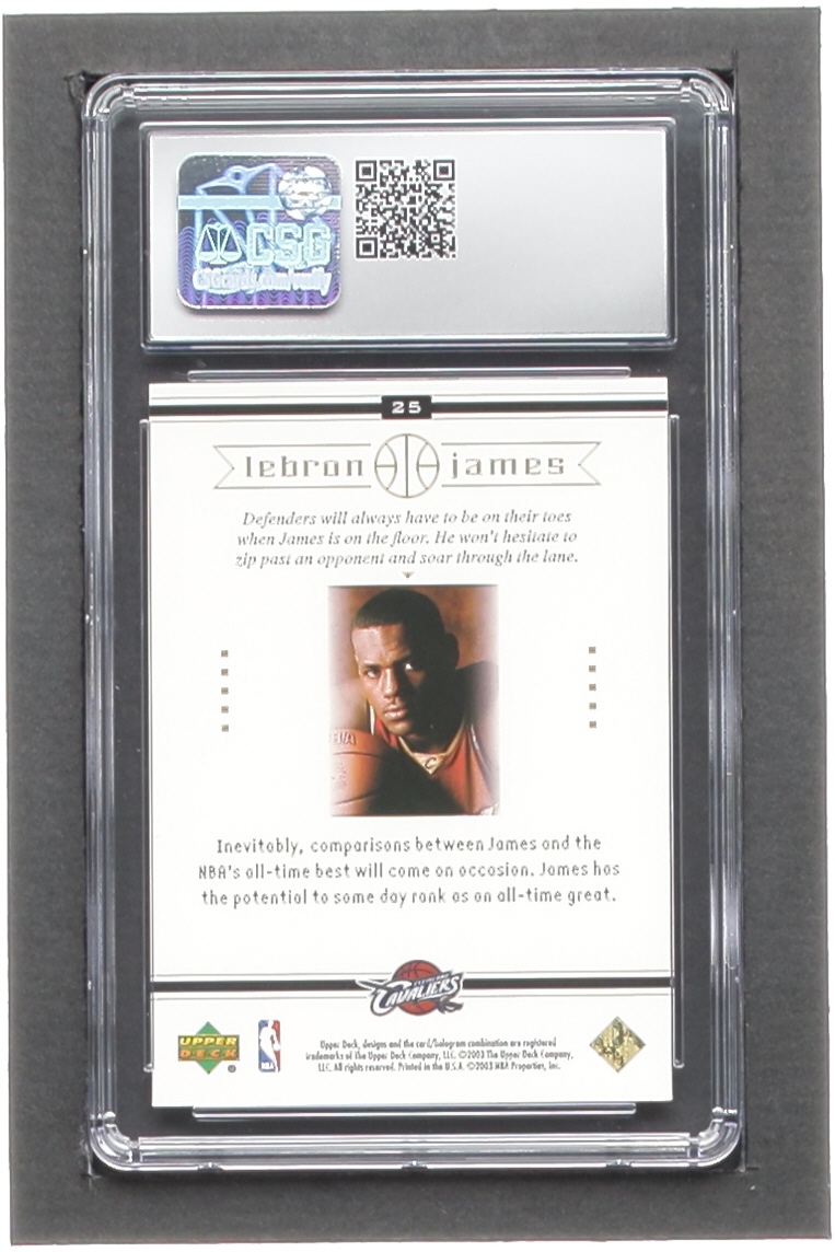 LeBron James 2003 Upper Deck LeBron James Box Set #25 RC / On The Rise (CSG 9) at PristineAuction.com LeBron James 2003 Upper Deck LeBron James Box Set #25 RC / On The Rise (CSG 9) at PristineAuction.com