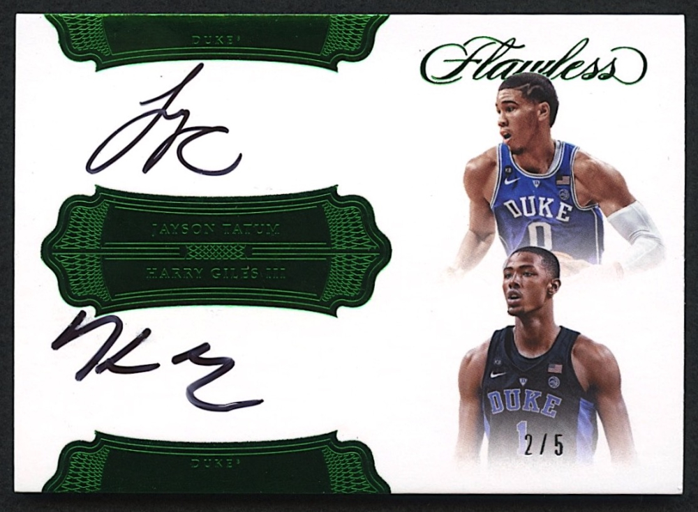 Jayson Tatum / Harry Giles 2017 Panini Flawless Collegiate Dual Signatures Emerald #21 #2/5