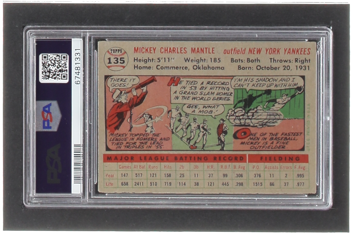 Mickey Mantle 1956 Topps #135 (PSA 2) at PristineAuction.com Mickey Mantle 1956 Topps #135 (PSA 2) at PristineAuction.com
