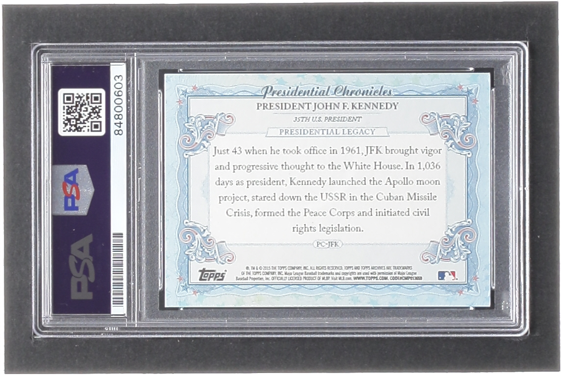 Clint Hill Signed John F. Kennedy 2015 Topps Archives Presidential Chronicles #PCJFK (PSA) at PristineAuction.com Clint Hill Signed John F. Kennedy 2015 Topps Archives Presidential Chronicles #PCJFK (PSA) at PristineAuction.com