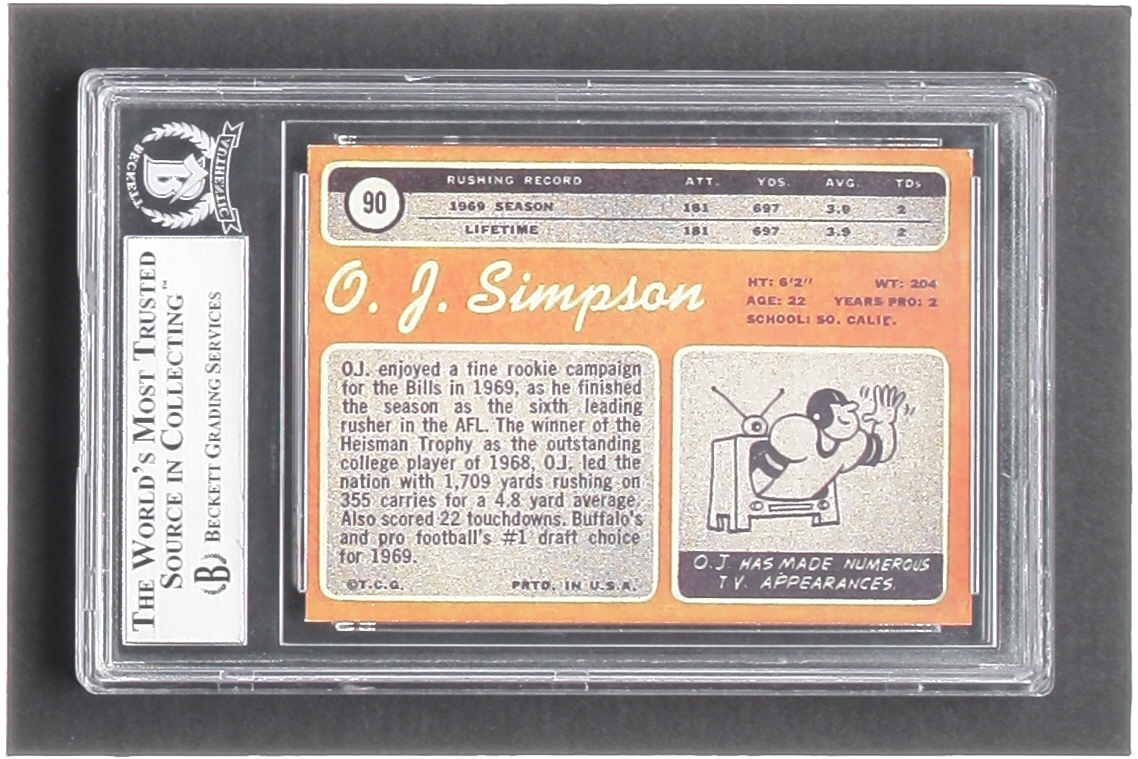O.J. Simpson Signed Custom Trading Card Inscribed "HOF 85" & "NFL 100" (BGS) at PristineAuction.com O.J. Simpson Signed Custom Trading Card Inscribed "HOF 85" & "NFL 100" (BGS) at PristineAuction.com