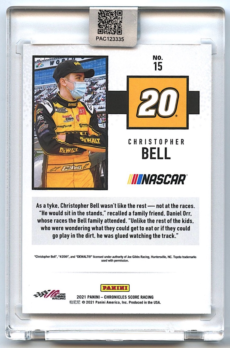 Christopher Bell Signed 2021 Panini Chronicles Score #15 (PA Encapsulated) at PristineAuction.com Christopher Bell Signed 2021 Panini Chronicles Score #15 (PA Encapsulated) at PristineAuction.com