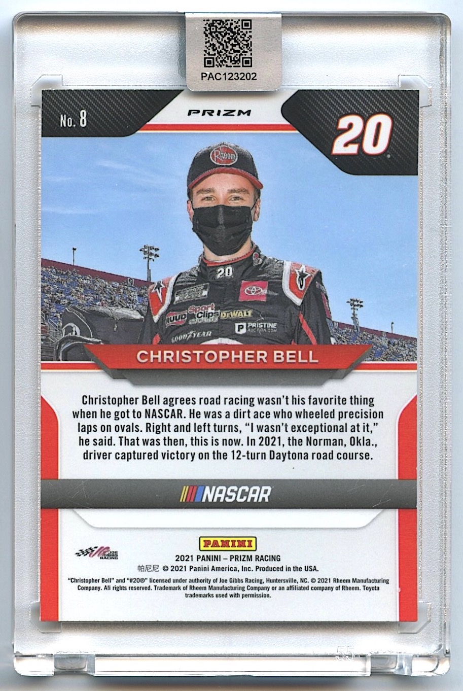 Christopher Bell Signed 2021 Panini Prizm #8 Prizms Reactive Orange (PA Encapsulated) at PristineAuction.com Christopher Bell Signed 2021 Panini Prizm #8 Prizms Reactive Orange (PA Encapsulated) at PristineAuction.com