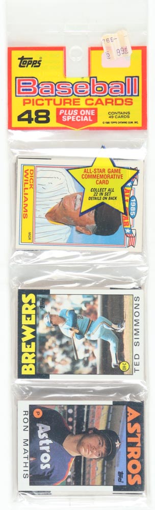 1986 Topps Baseball Picture Cards Rack Pack with (49) Cards at PristineAuction.com 1986 Topps Baseball Picture Cards Rack Pack with (49) Cards at PristineAuction.com