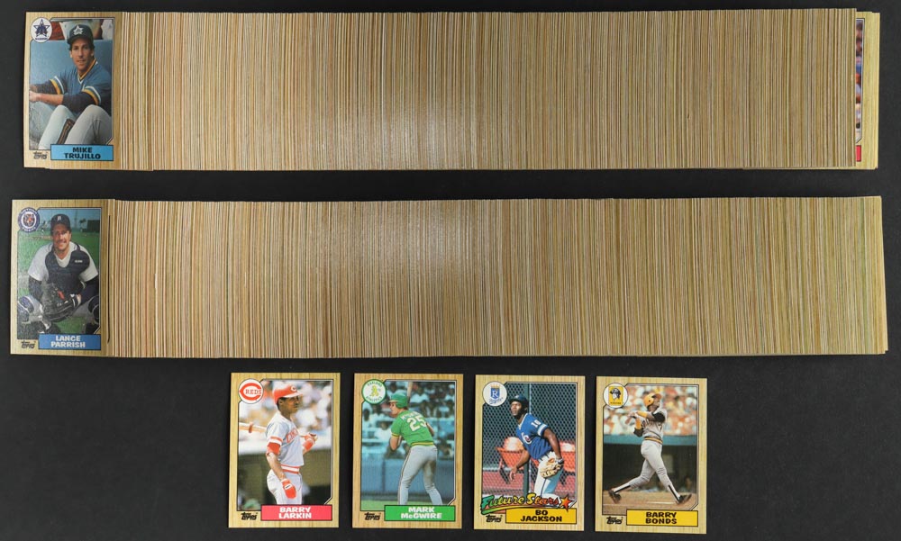 1987 Topps Baseball Complete Set of (792) Cards with Barry Bonds #320 RC, Bo Jackson #170 RC, Mark McGwire #366, Barry Larkin #648 RC at PristineAuction.com 1987 Topps Baseball Complete Set of (792) Cards with Barry Bonds #320 RC, Bo Jackson #170 RC, Mark McGwire #366, Barry Larkin #648 RC at PristineAuction.com