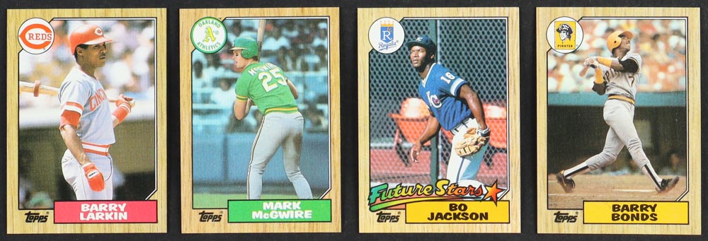 1987 Topps Baseball Complete Set of (792) Cards with Barry Bonds #320 RC, Bo Jackson #170 RC, Mark McGwire #366, Barry Larkin #648 RC at PristineAuction.com 1987 Topps Baseball Complete Set of (792) Cards with Barry Bonds #320 RC, Bo Jackson #170 RC, Mark McGwire #366, Barry Larkin #648 RC at PristineAuction.com