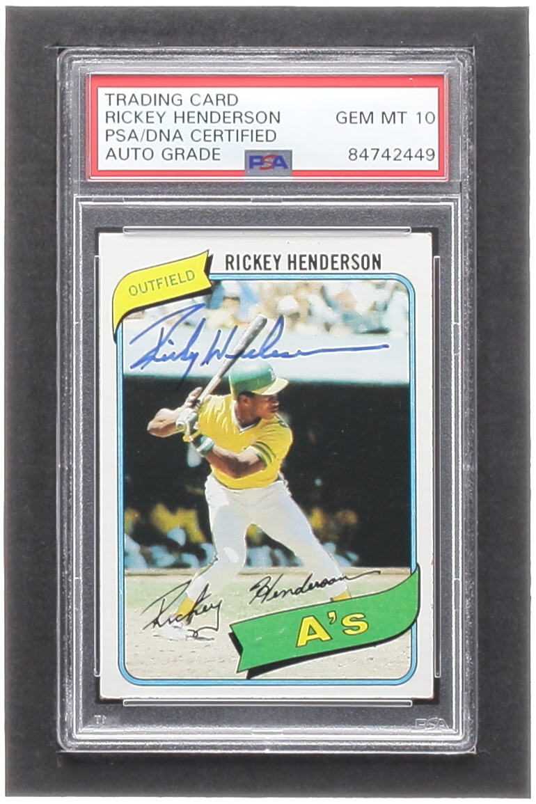 Rickey Henderson Signed 1980 Topps #482 RC (PSA | Autograph Graded 10) at PristineAuction.com Rickey Henderson Signed 1980 Topps #482 RC (PSA | Autograph Graded 10) at PristineAuction.com