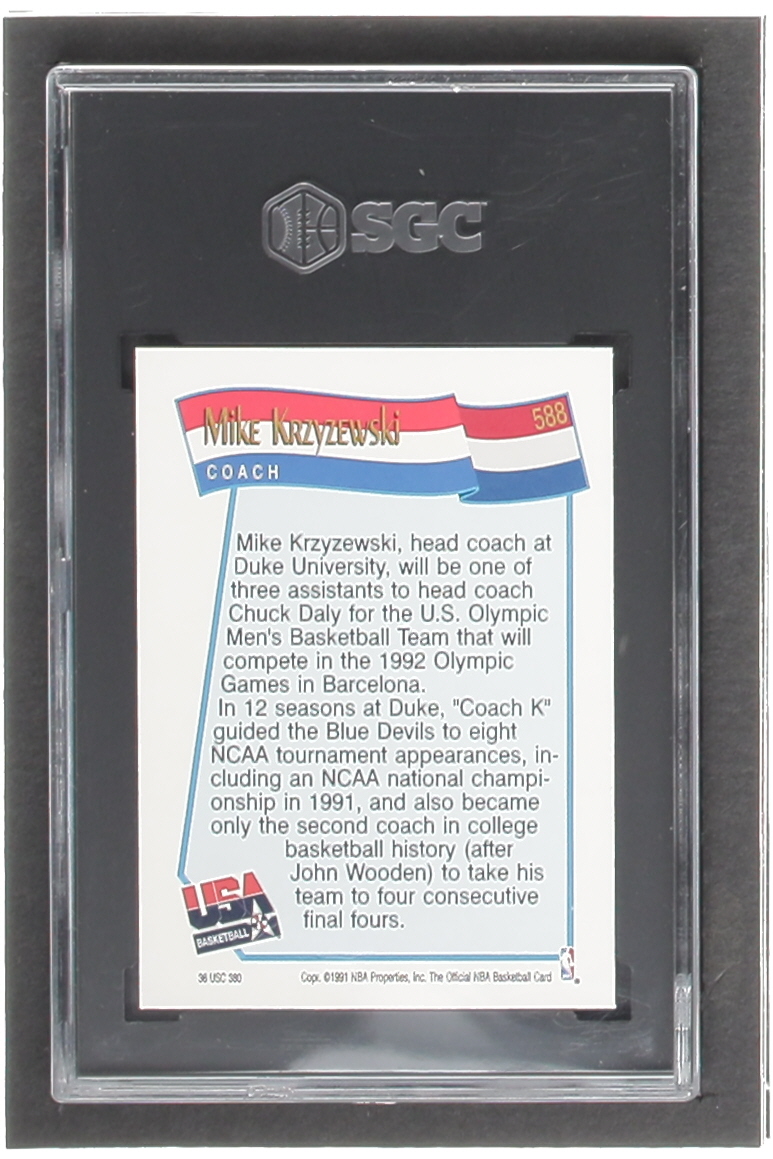 Mike Krzyzewski 1991-92 Hoops #588 CO USA RC (SGC 9) at PristineAuction.com Mike Krzyzewski 1991-92 Hoops #588 CO USA RC (SGC 9) at PristineAuction.com