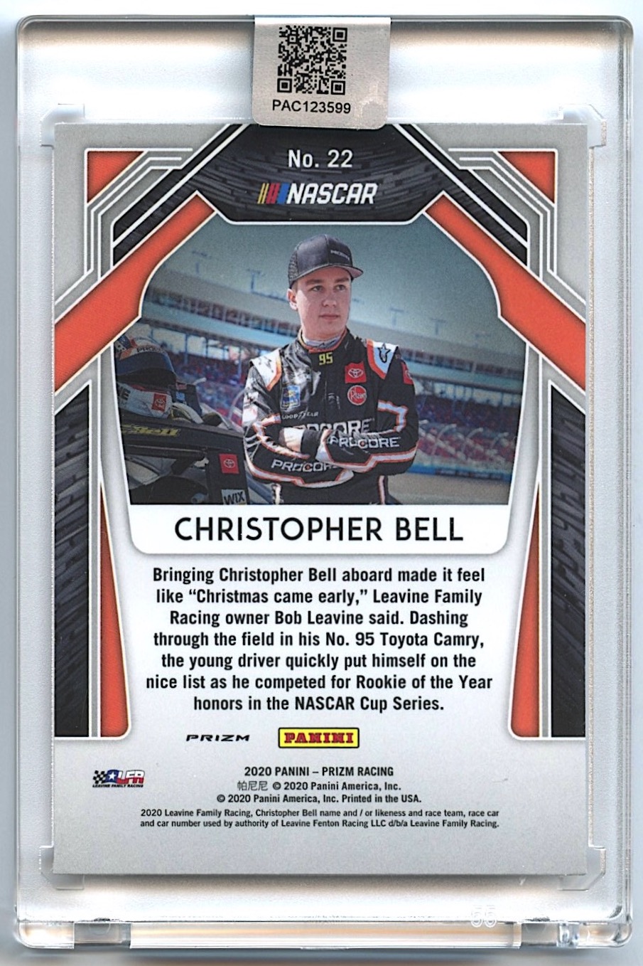 Christopher Bell Signed 2020 Panini Prizm #22 Prizms Silver RC (PA Encapsulated) at PristineAuction.com Christopher Bell Signed 2020 Panini Prizm #22 Prizms Silver RC (PA Encapsulated) at PristineAuction.com