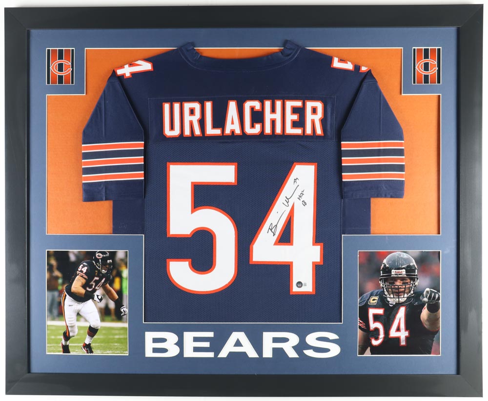 Brian Urlacher Signed Custom Framed Jersey Display Inscribed "HOF 18" (Beckett) at PristineAuction.com Brian Urlacher Signed Custom Framed Jersey Display Inscribed "HOF 18" (Beckett) at PristineAuction.com