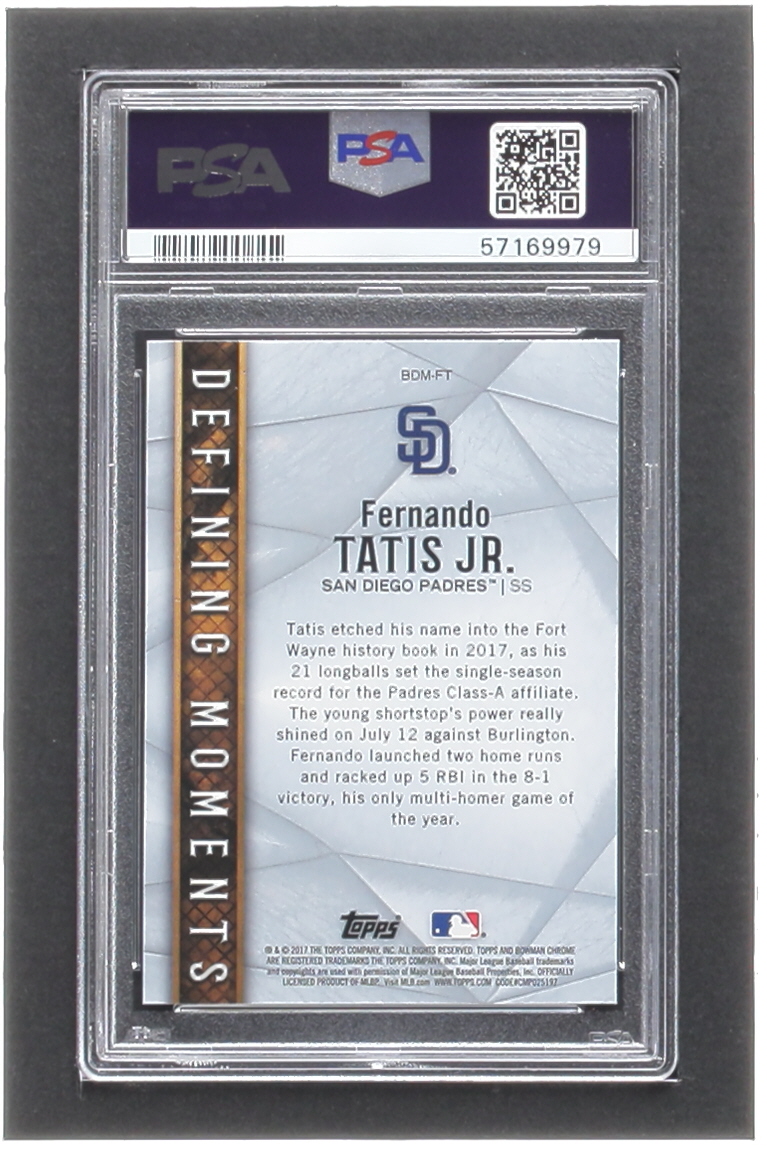 Fernando Tatis Jr. 2017 Bowman Chrome Draft Defining Moments #BDMFT RC (PSA 10) at PristineAuction.com Fernando Tatis Jr. 2017 Bowman Chrome Draft Defining Moments #BDMFT RC (PSA 10) at PristineAuction.com