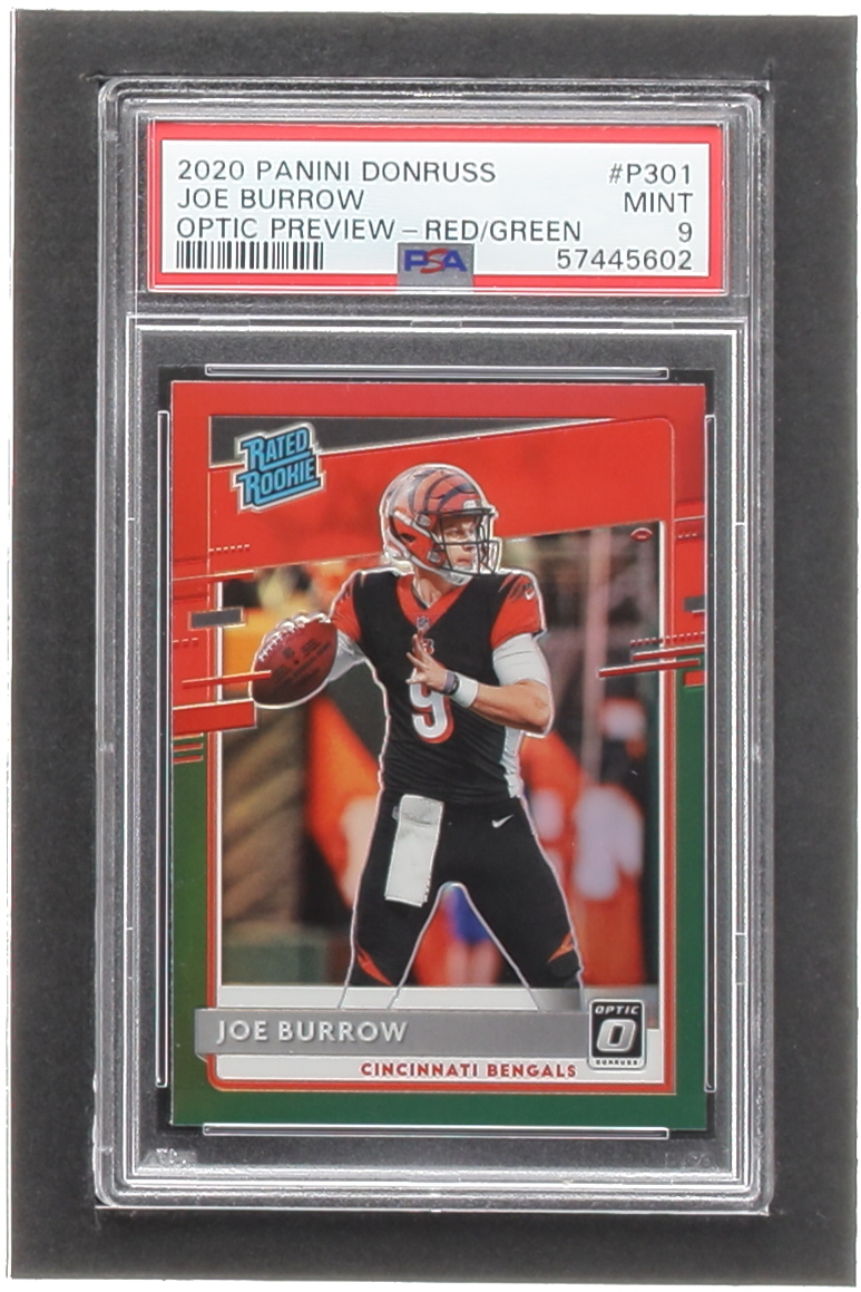Joe Burrow 2020 Donruss Optic Preview Red and Green #P301 RR RC (PSA 9) at PristineAuction.com Joe Burrow 2020 Donruss Optic Preview Red and Green #P301 RR RC (PSA 9) at PristineAuction.com
