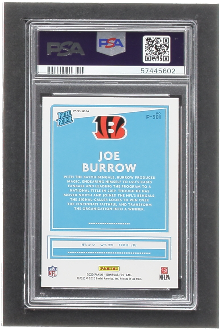 Joe Burrow 2020 Donruss Optic Preview Red and Green #P301 RR RC (PSA 9) at PristineAuction.com Joe Burrow 2020 Donruss Optic Preview Red and Green #P301 RR RC (PSA 9) at PristineAuction.com