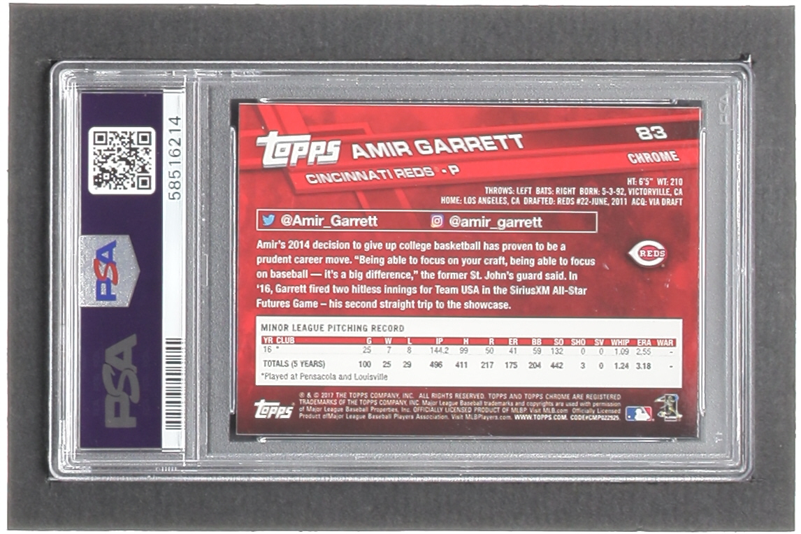 Amir Garrett 2017 Topps Chrome #83 RC (PSA 10) at PristineAuction.com Amir Garrett 2017 Topps Chrome #83 RC (PSA 10) at PristineAuction.com