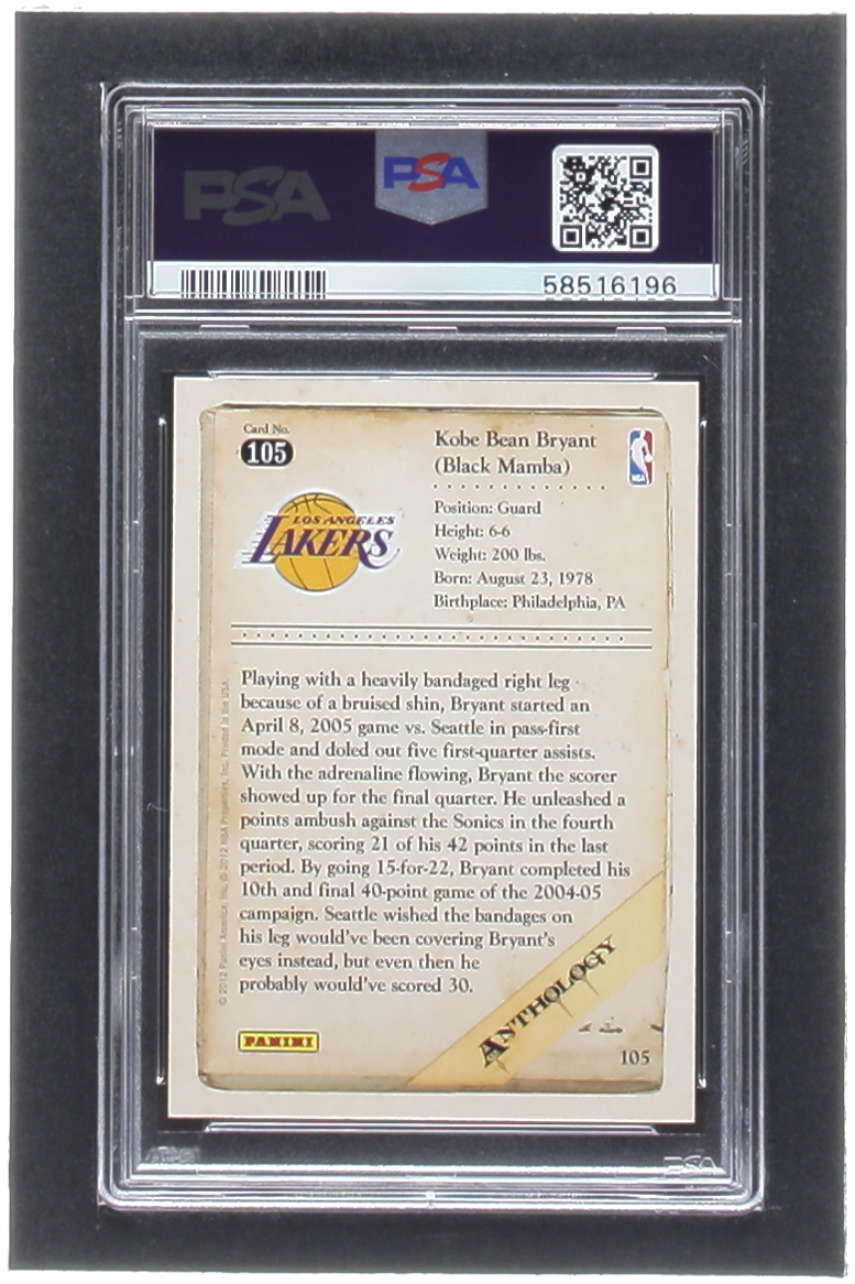 Kobe Bryant 2012-13 Panini Kobe Anthology #105 (PSA 8) at PristineAuction.com Kobe Bryant 2012-13 Panini Kobe Anthology #105 (PSA 8) at PristineAuction.com