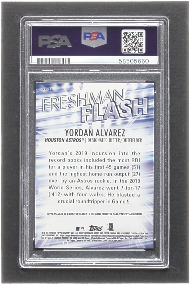 Yordan Alvarez 2020 Topps Chrome Freshman Flash #FF15 RC (PSA 6) at PristineAuction.com Yordan Alvarez 2020 Topps Chrome Freshman Flash #FF15 RC (PSA 6) at PristineAuction.com