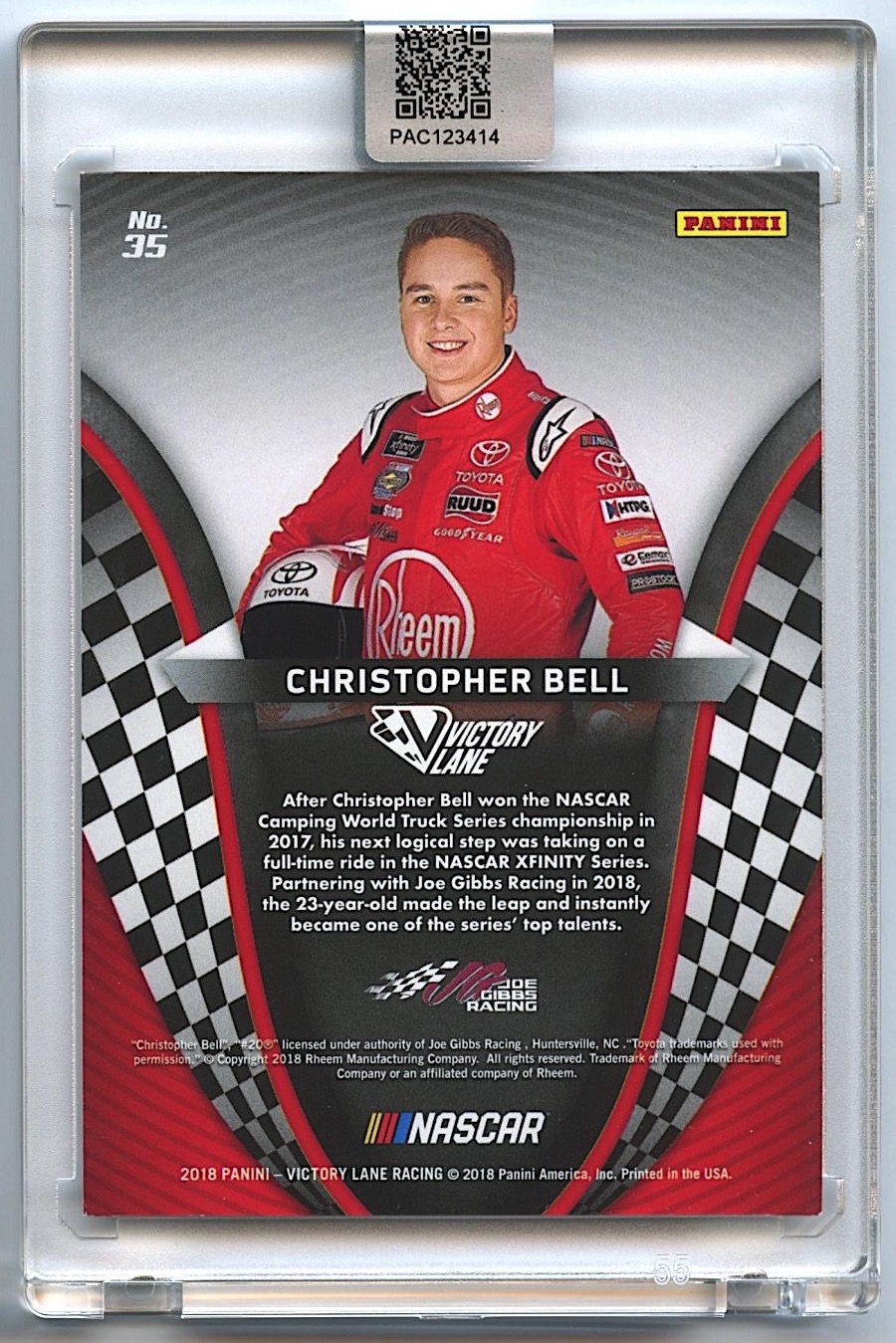 Christopher Bell Signed 2018 Panini Victory Lane #35 RC (PA Encapsulated) at PristineAuction.com Christopher Bell Signed 2018 Panini Victory Lane #35 RC (PA Encapsulated) at PristineAuction.com