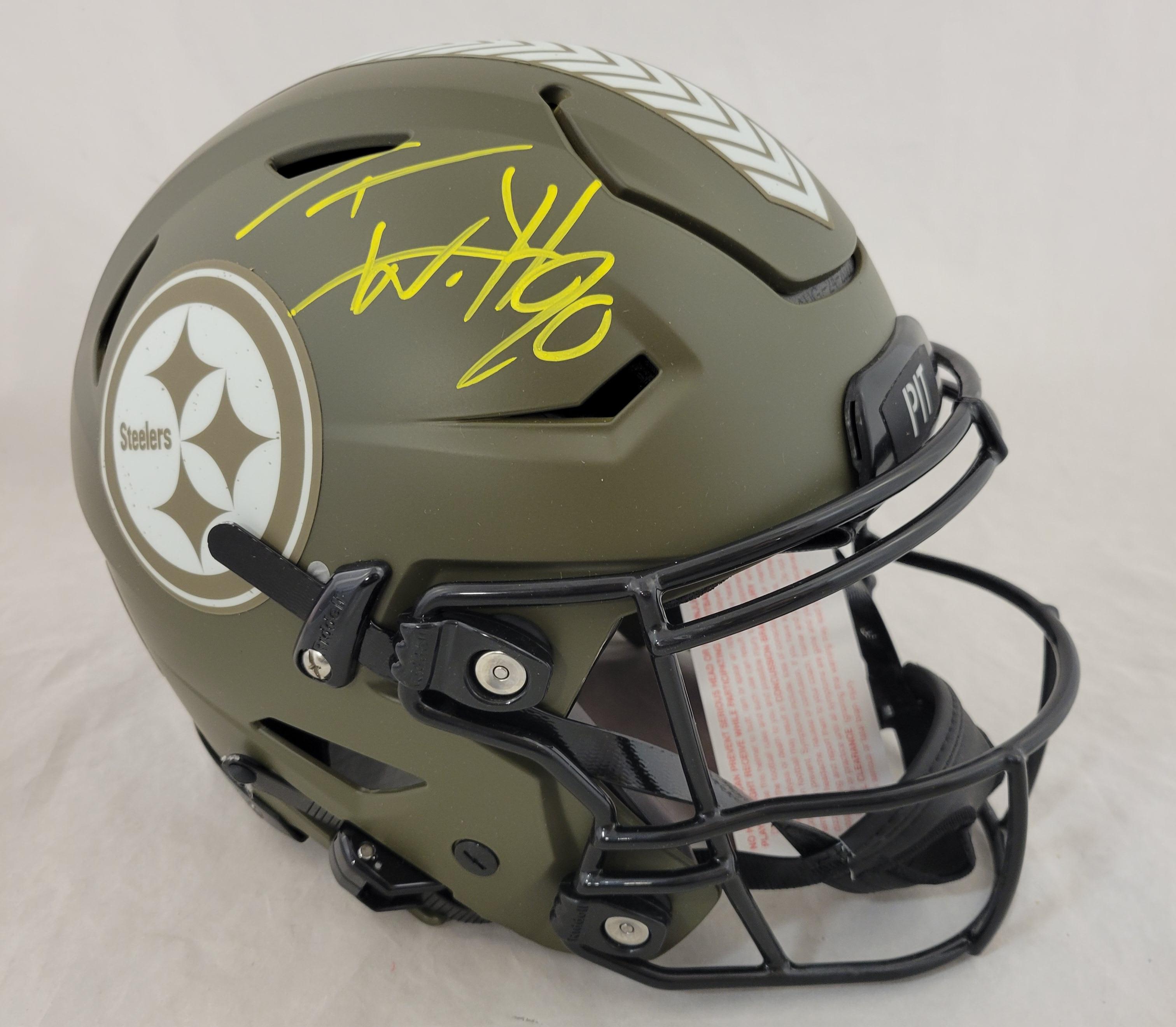 T. J. Watt Signed Steelers Salute to Service Full-Size Authentic On-Field Alternate SpeedFlex Helmet (Beckett) at PristineAuction.com T. J. Watt Signed Steelers Salute to Service Full-Size Authentic On-Field Alternate SpeedFlex Helmet (Beckett) at PristineAuction.com