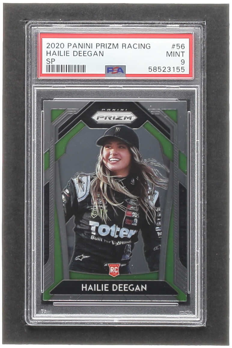 Hailie Deegan 2020 Panini Prizm Racing #56 RC (PSA 9) at PristineAuction.com Hailie Deegan 2020 Panini Prizm Racing #56 RC (PSA 9) at PristineAuction.com