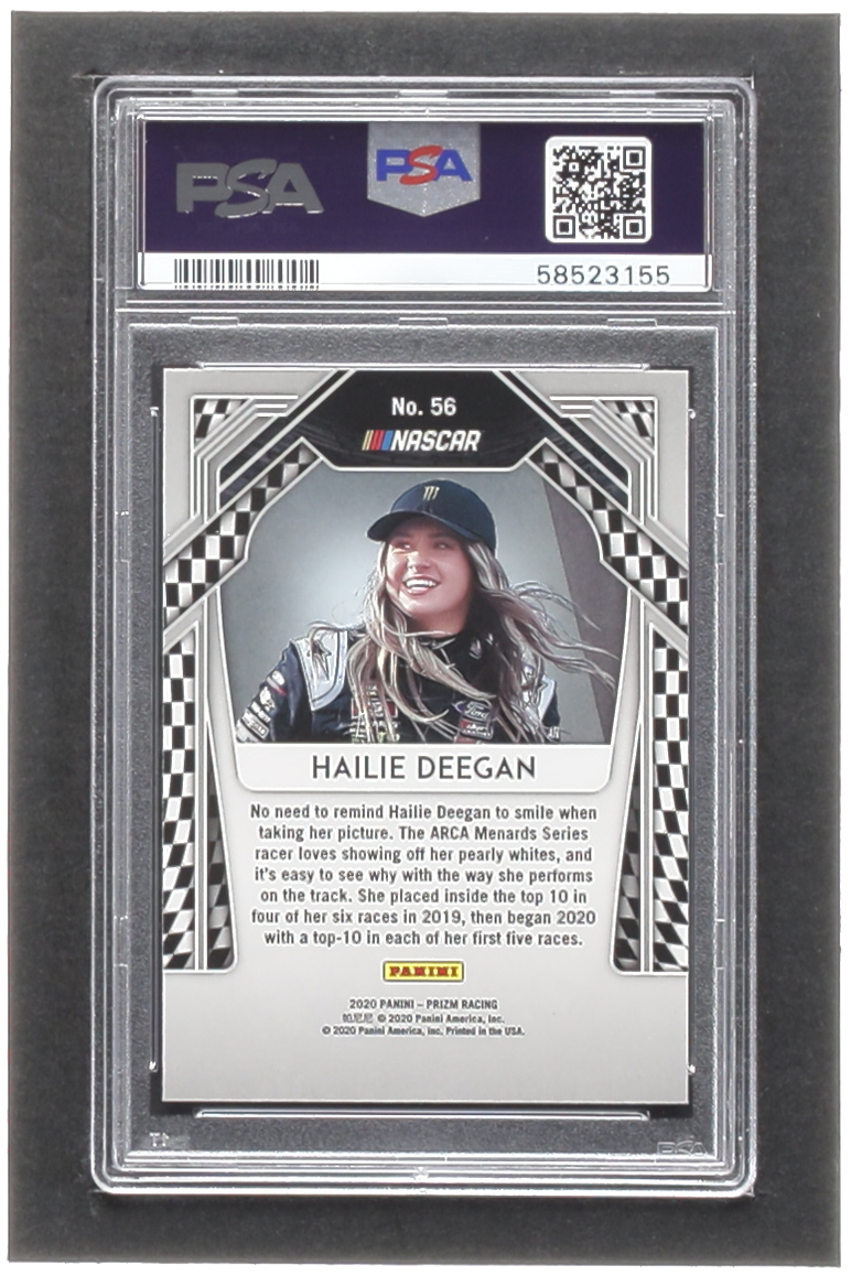Hailie Deegan 2020 Panini Prizm Racing #56 RC (PSA 9) at PristineAuction.com Hailie Deegan 2020 Panini Prizm Racing #56 RC (PSA 9) at PristineAuction.com