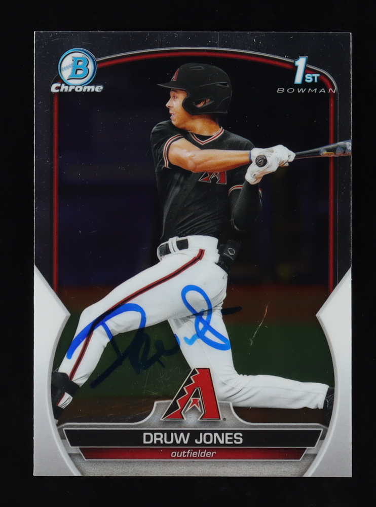 Druw Jones Signed 2023 Bowman Chrome Prospects #BCP25 (JSA) at PristineAuction.com Druw Jones Signed 2023 Bowman Chrome Prospects #BCP25 (JSA) at PristineAuction.com