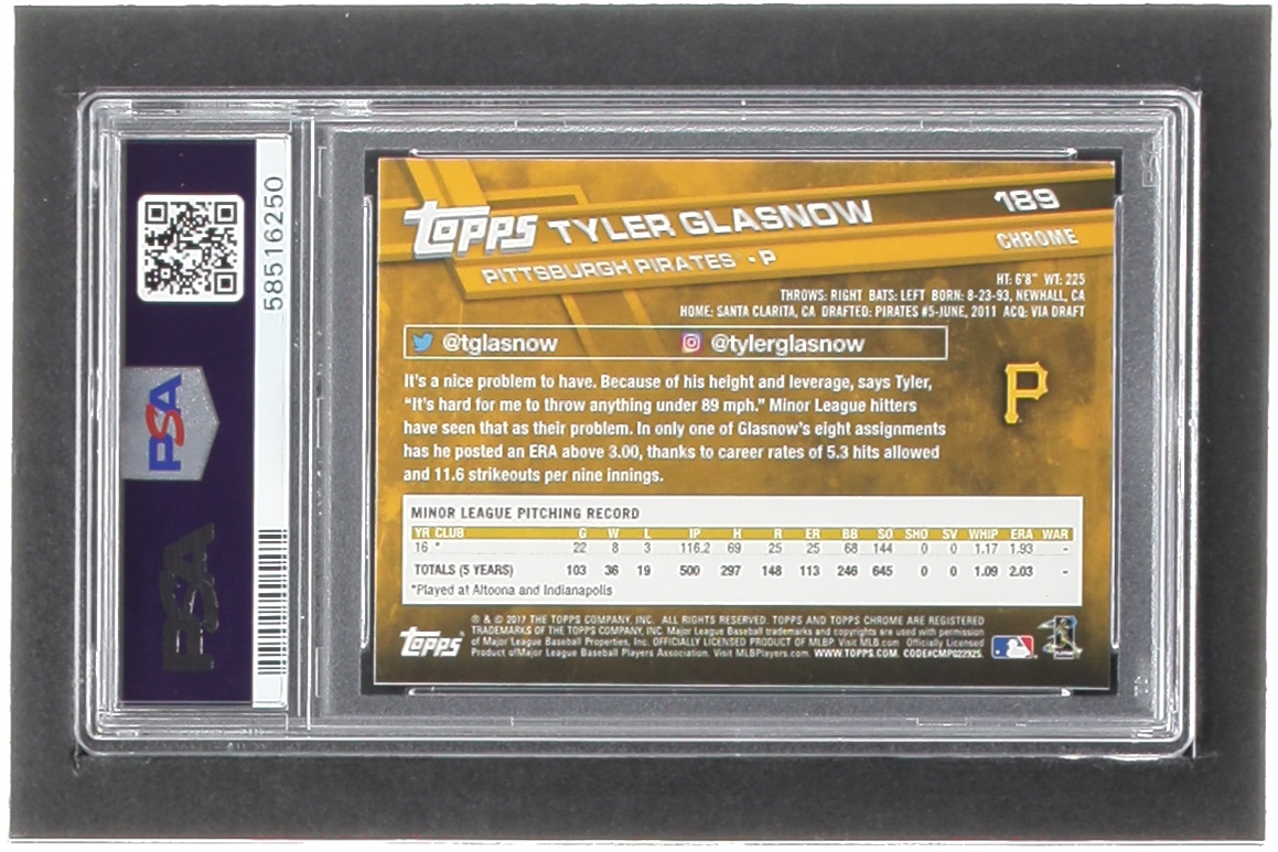 Tyler Glasnow 2017 Topps Chrome #189 RC (PSA 9) at PristineAuction.com Tyler Glasnow 2017 Topps Chrome #189 RC (PSA 9) at PristineAuction.com