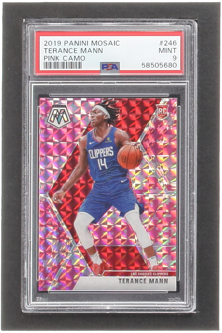 Terance Mann 2019-20 Panini Mosaic Mosaic Pink Camo #246 RC (PSA 9) at PristineAuction.com Terance Mann 2019-20 Panini Mosaic Mosaic Pink Camo #246 RC (PSA 9) at PristineAuction.com