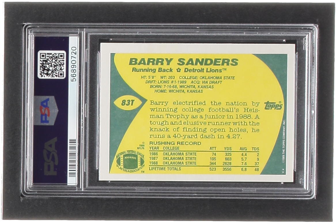 Barry Sanders 1989 Topps Traded #83T (PSA 9) at PristineAuction.com Barry Sanders 1989 Topps Traded #83T (PSA 9) at PristineAuction.com