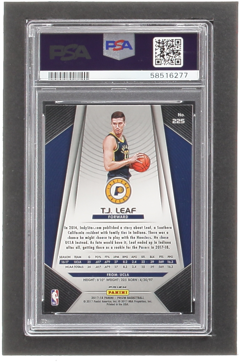 T.J. Leaf 2017-18 Panini Prizm Prizms Hyper #225 RC (PSA 9) at PristineAuction.com T.J. Leaf 2017-18 Panini Prizm Prizms Hyper #225 RC (PSA 9) at PristineAuction.com