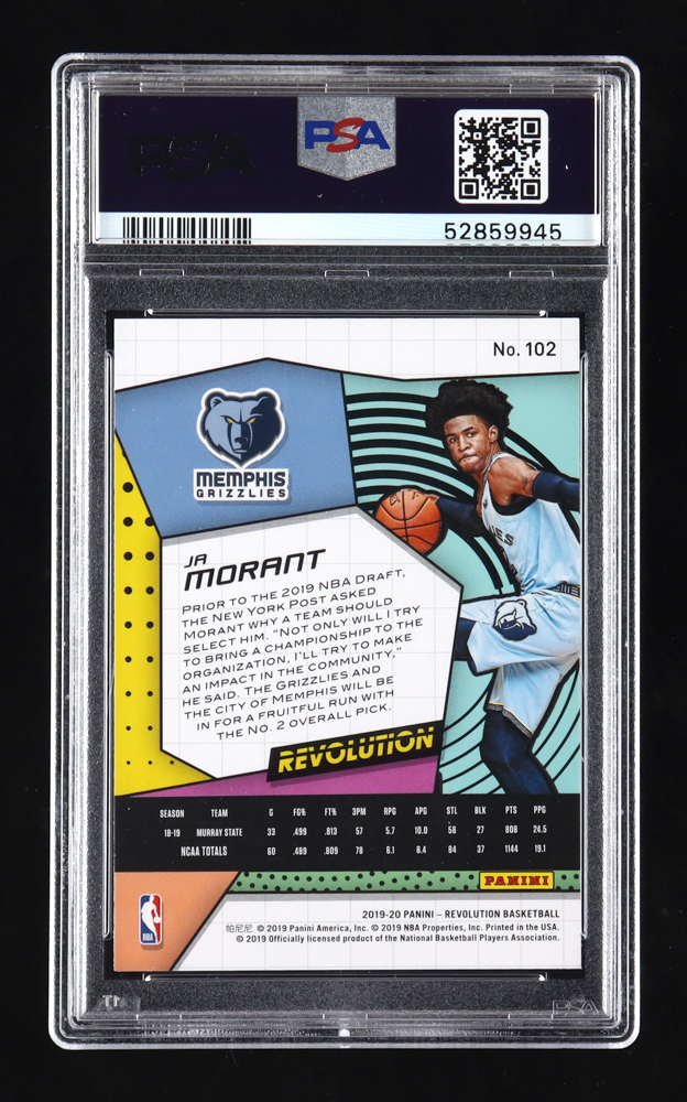 Ja Morant 2019-20 Panini Revolution #102 RC (PSA 10) at PristineAuction.com Ja Morant 2019-20 Panini Revolution #102 RC (PSA 10) at PristineAuction.com