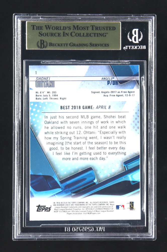 Shohei Ohtani 2018 Bowman's Best #1 RC (BGS 9.5) at PristineAuction.com Shohei Ohtani 2018 Bowman's Best #1 RC (BGS 9.5) at PristineAuction.com