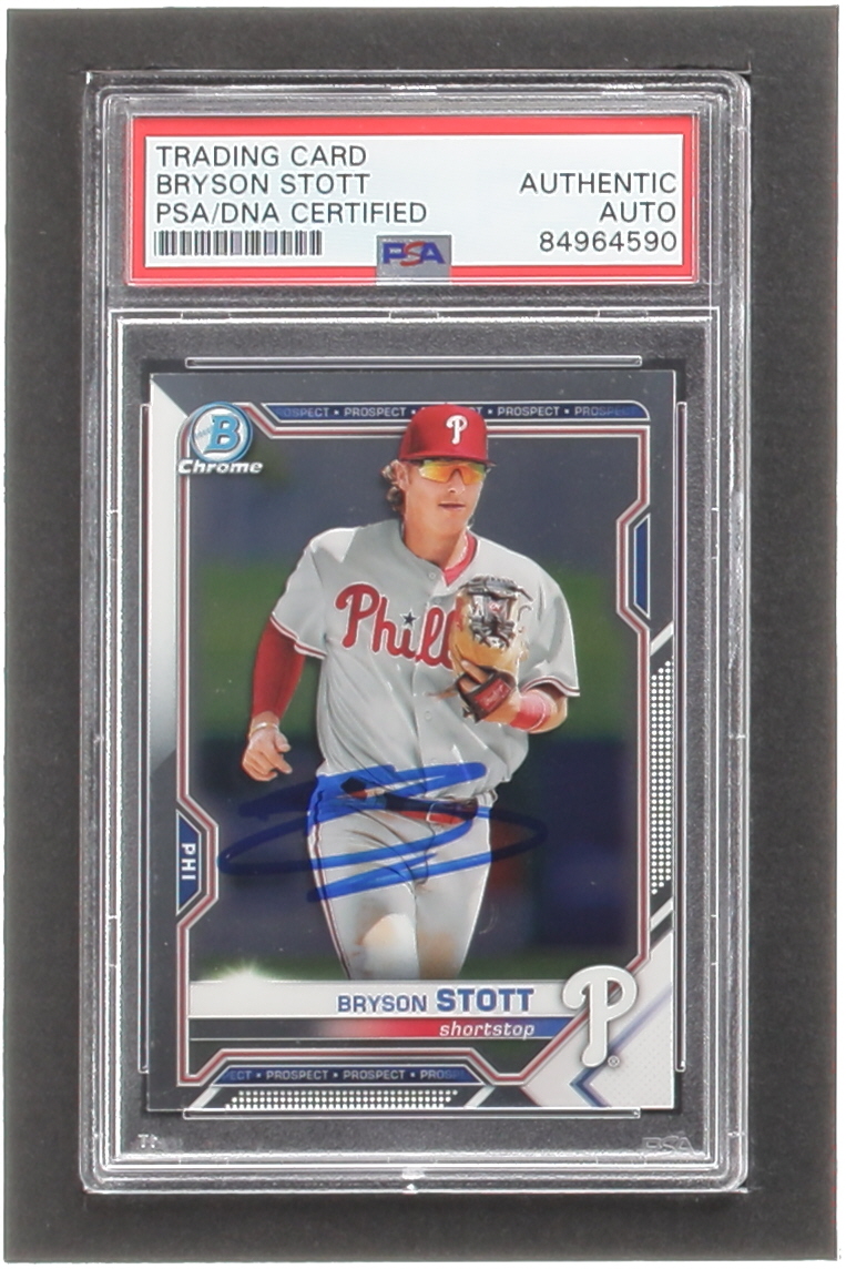 Bryson Stott Signed 2021 Bowman Chrome Prospects #BCP17 RC (PSA) at PristineAuction.com Bryson Stott Signed 2021 Bowman Chrome Prospects #BCP17 RC (PSA) at PristineAuction.com