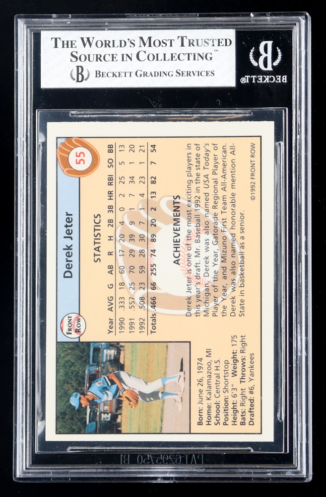 Derek Jeter 1992 Front Row Draft Picks #55 (BGS 8) at PristineAuction.com Derek Jeter 1992 Front Row Draft Picks #55 (BGS 8) at PristineAuction.com