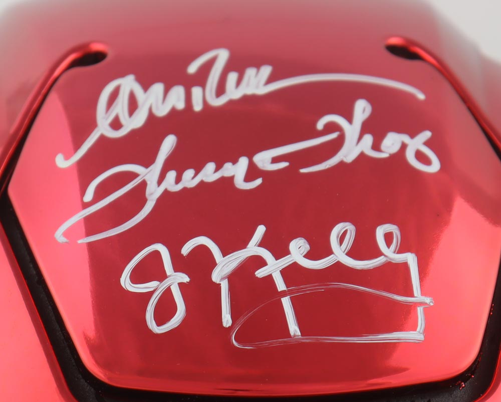 Jim Kelly, Thurman Thomas & Andre Reed Signed Bills Full-Size Authentic On-Field Flash Alternate SpeedFlex Helmet (JSA) at PristineAuction.com Jim Kelly, Thurman Thomas & Andre Reed Signed Bills Full-Size Authentic On-Field Flash Alternate SpeedFlex Helmet (JSA) at PristineAuction.com