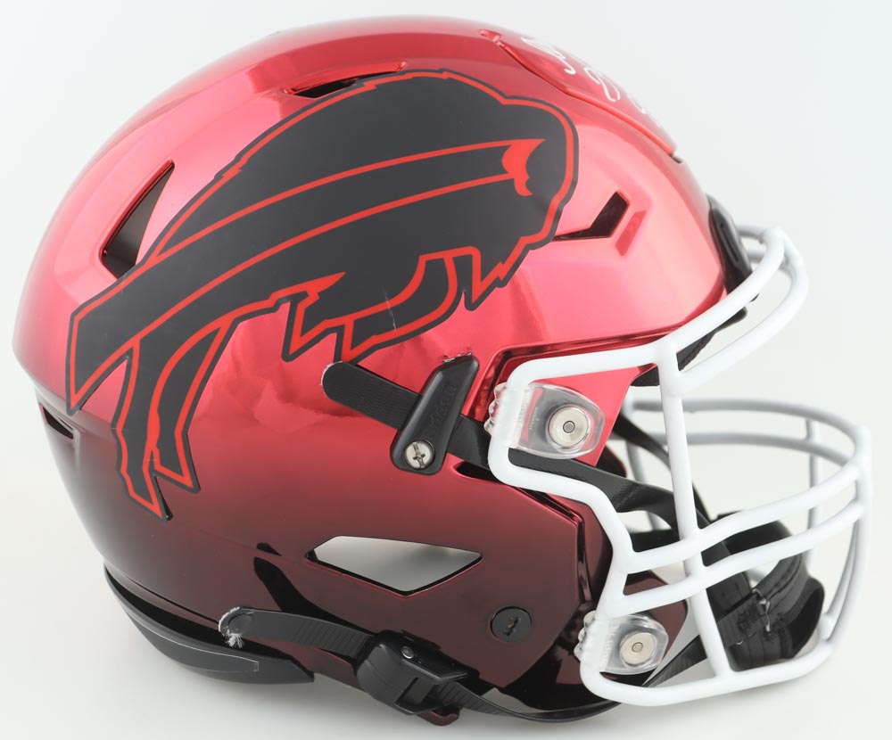 Jim Kelly, Thurman Thomas & Andre Reed Signed Bills Full-Size Authentic On-Field Flash Alternate SpeedFlex Helmet (JSA) at PristineAuction.com Jim Kelly, Thurman Thomas & Andre Reed Signed Bills Full-Size Authentic On-Field Flash Alternate SpeedFlex Helmet (JSA) at PristineAuction.com