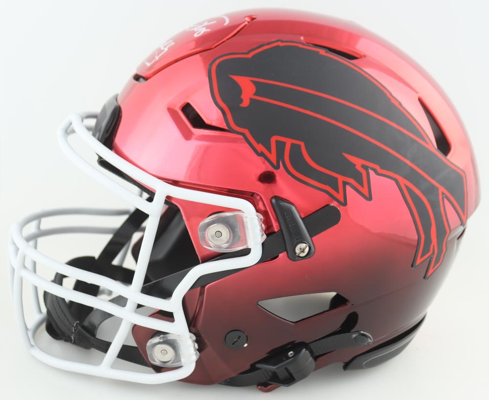 Jim Kelly, Thurman Thomas & Andre Reed Signed Bills Full-Size Authentic On-Field Flash Alternate SpeedFlex Helmet (JSA) at PristineAuction.com Jim Kelly, Thurman Thomas & Andre Reed Signed Bills Full-Size Authentic On-Field Flash Alternate SpeedFlex Helmet (JSA) at PristineAuction.com