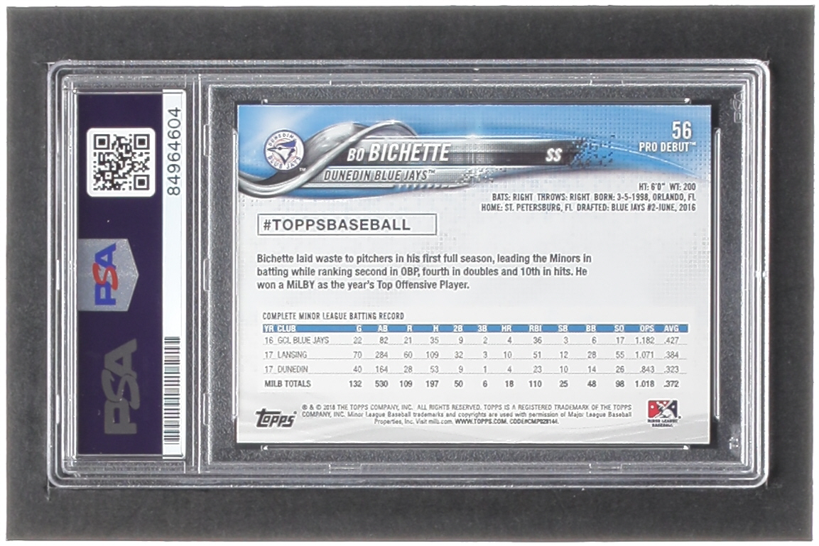Bo Bichette Signed 2018 Topps Pro Debut #56 RC (PSA) at PristineAuction.com Bo Bichette Signed 2018 Topps Pro Debut #56 RC (PSA) at PristineAuction.com