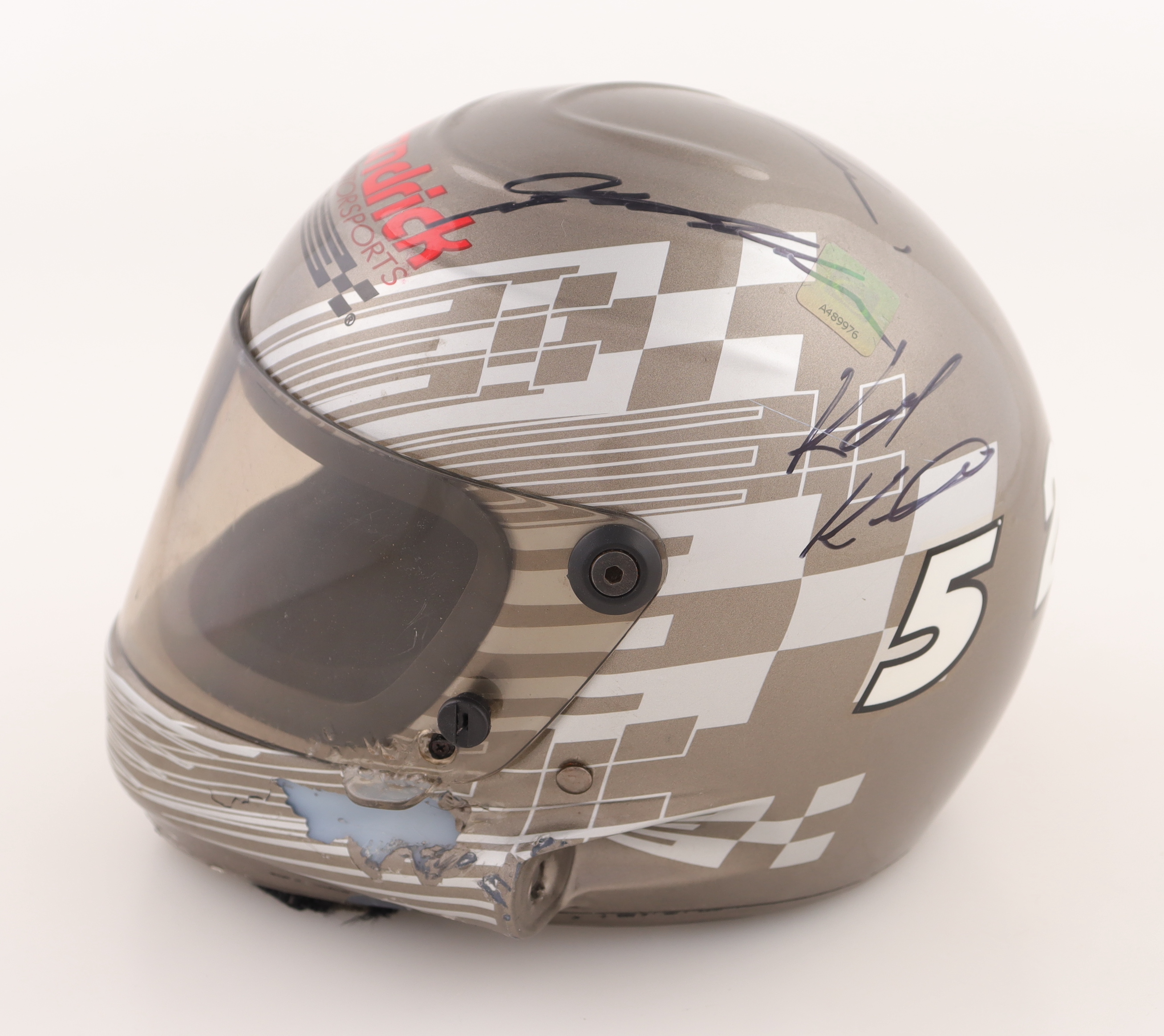 Hendrick Motorsports Mini Racing Helmet Signed by (5) with Dale Earnhardt Jr., Jimmie Johnson, Jeff Gordon, Kasey Kahne & Rick Hendrick (JSA) at PristineAuction.com Hendrick Motorsports Mini Racing Helmet Signed by (5) with Dale Earnhardt Jr., Jimmie Johnson, Jeff Gordon, Kasey Kahne & Rick Hendrick (JSA) at PristineAuction.com