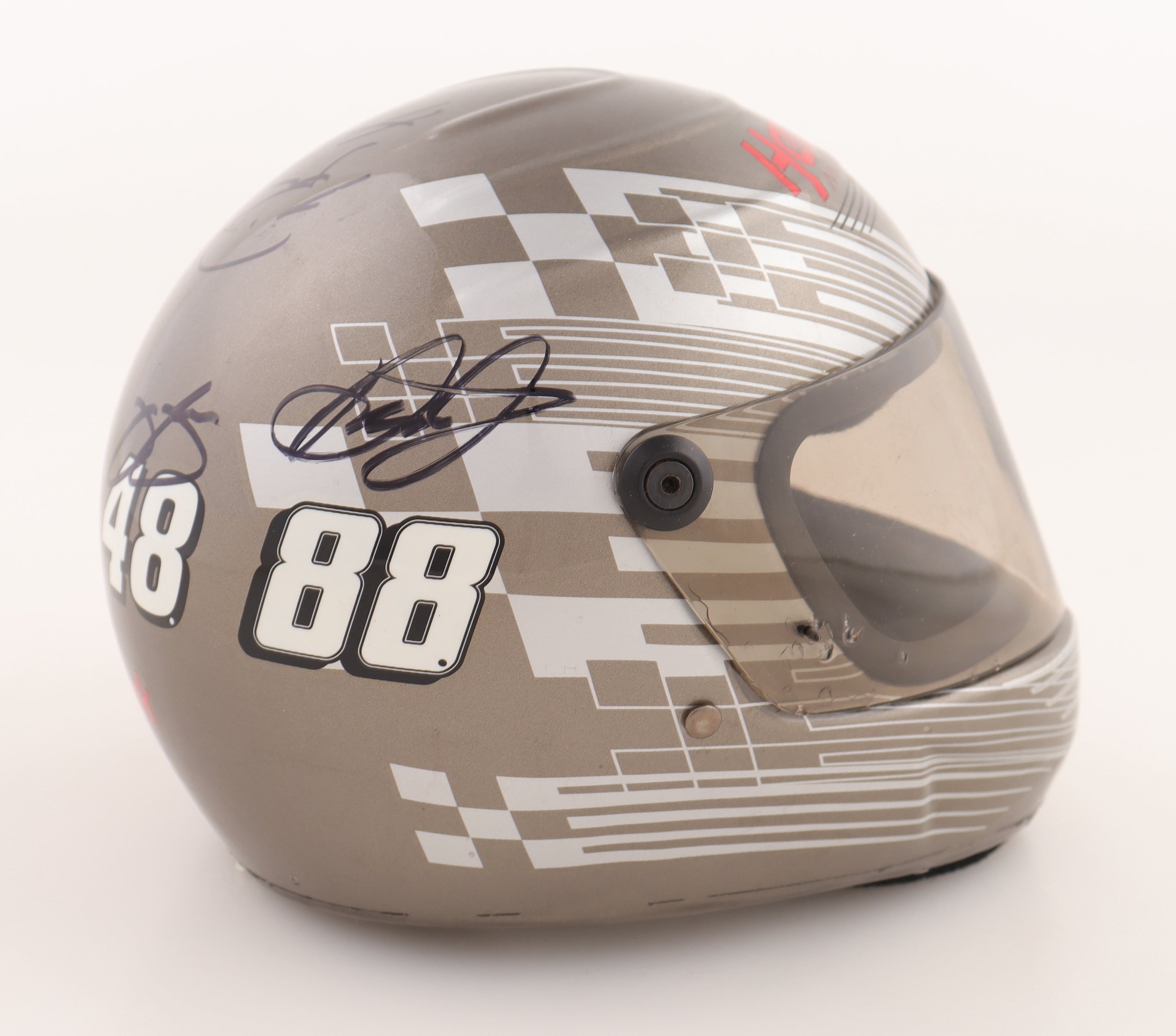 Hendrick Motorsports Mini Racing Helmet Signed by (5) with Dale Earnhardt Jr., Jimmie Johnson, Jeff Gordon, Kasey Kahne & Rick Hendrick (JSA) at PristineAuction.com Hendrick Motorsports Mini Racing Helmet Signed by (5) with Dale Earnhardt Jr., Jimmie Johnson, Jeff Gordon, Kasey Kahne & Rick Hendrick (JSA) at PristineAuction.com