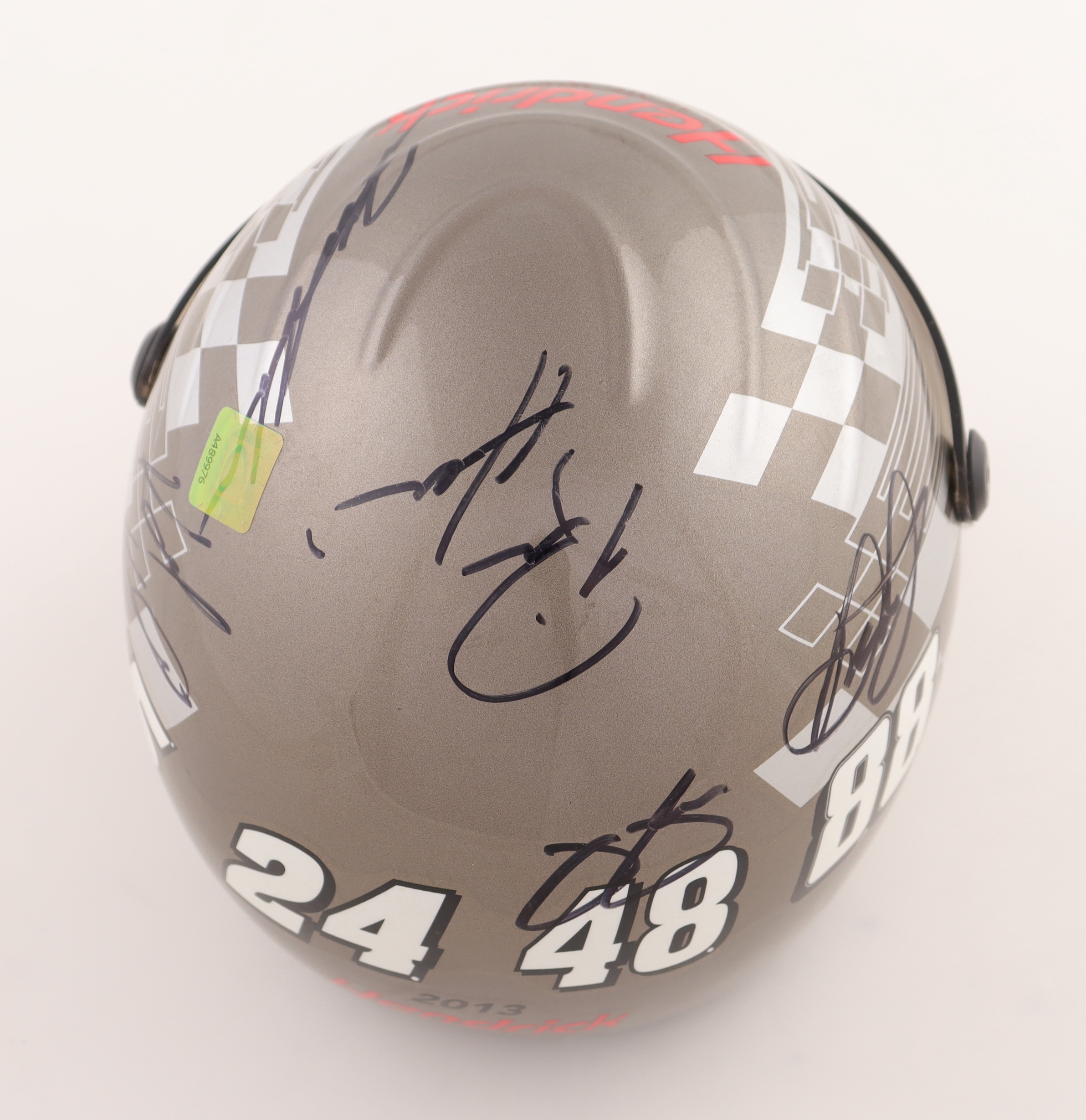 Hendrick Motorsports Mini Racing Helmet Signed by (5) with Dale Earnhardt Jr., Jimmie Johnson, Jeff Gordon, Kasey Kahne & Rick Hendrick (JSA) at PristineAuction.com Hendrick Motorsports Mini Racing Helmet Signed by (5) with Dale Earnhardt Jr., Jimmie Johnson, Jeff Gordon, Kasey Kahne & Rick Hendrick (JSA) at PristineAuction.com