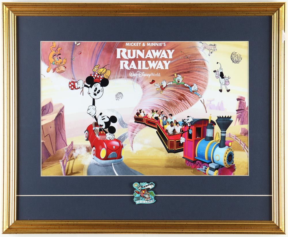 Walt Disney World "Mickey & Minnie's Runaway Railway" Custom Framed Print Display With Ride Pin at PristineAuction.com Walt Disney World "Mickey & Minnie's Runaway Railway" Custom Framed Print Display With Ride Pin at PristineAuction.com