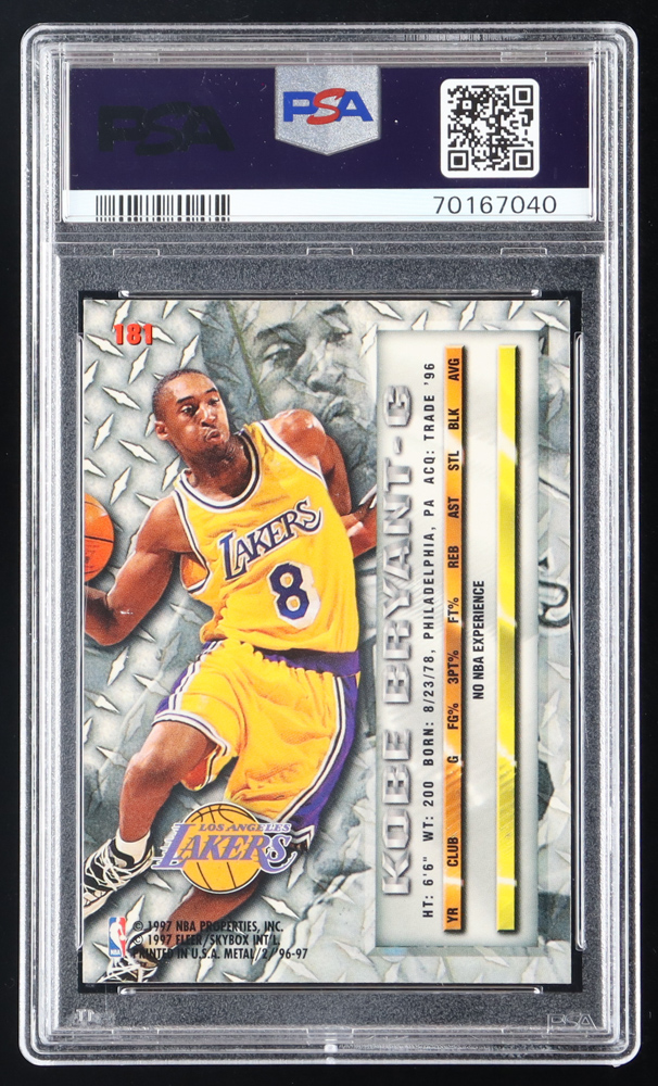 Kobe Bryant 1996-97 Metal #181 RC (PSA 8) at PristineAuction.com Kobe Bryant 1996-97 Metal #181 RC (PSA 8) at PristineAuction.com