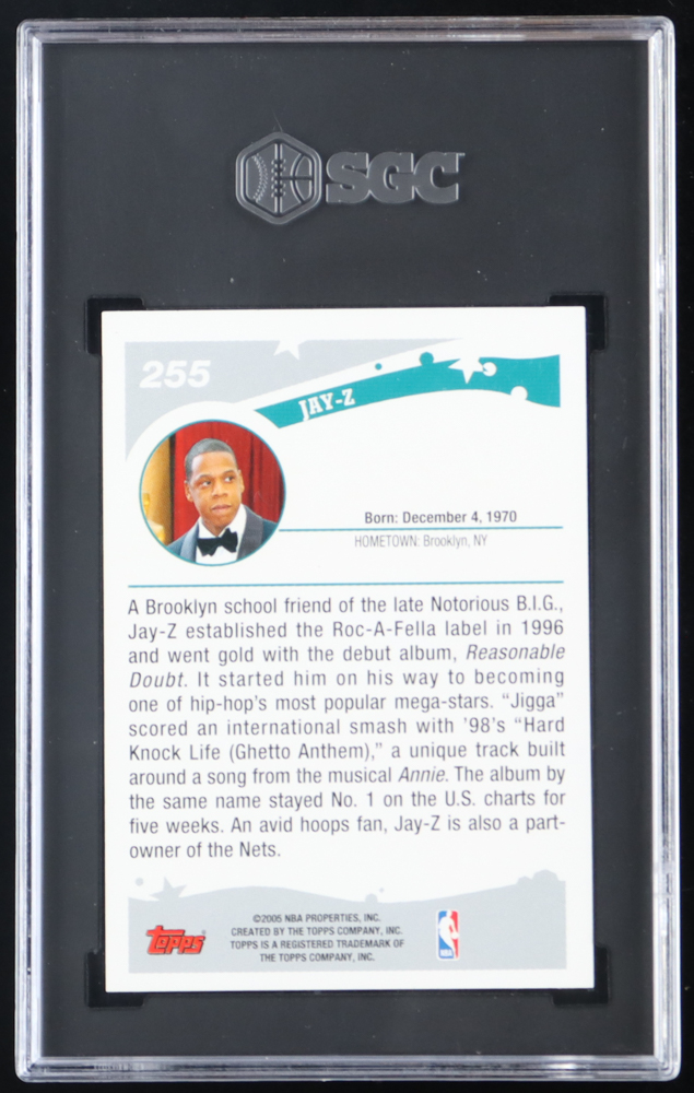 Jay-Z 2005-06 Topps #255 (SGC 10) at PristineAuction.com Jay-Z 2005-06 Topps #255 (SGC 10) at PristineAuction.com