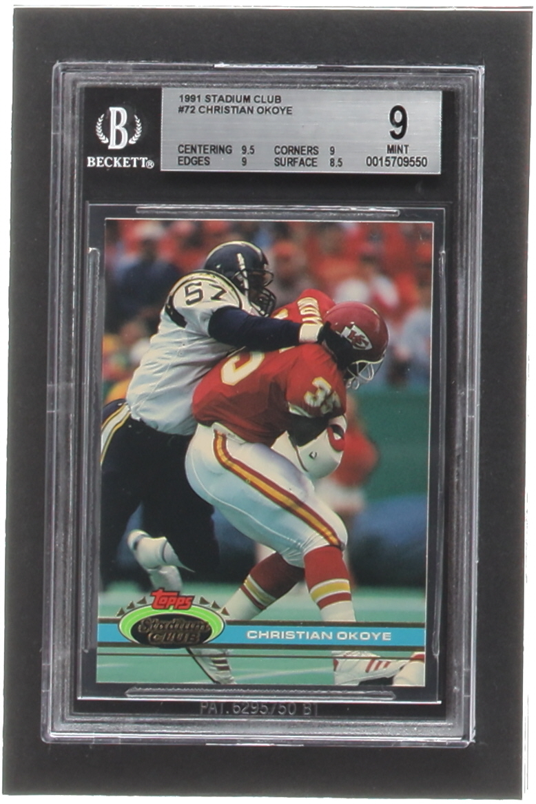 Christian Okoye 1991 Stadium Club #72 (BGS 9) at PristineAuction.com Christian Okoye 1991 Stadium Club #72 (BGS 9) at PristineAuction.com