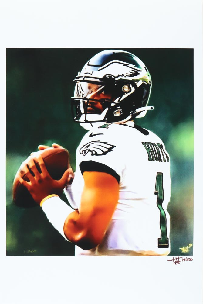Jalen Hurts - Eagles - Joshua Barton Signed LE 12x18 Lithograph #/500 (PA) at PristineAuction.com Jalen Hurts - Eagles - Joshua Barton Signed LE 12x18 Lithograph #/500 (PA) at PristineAuction.com