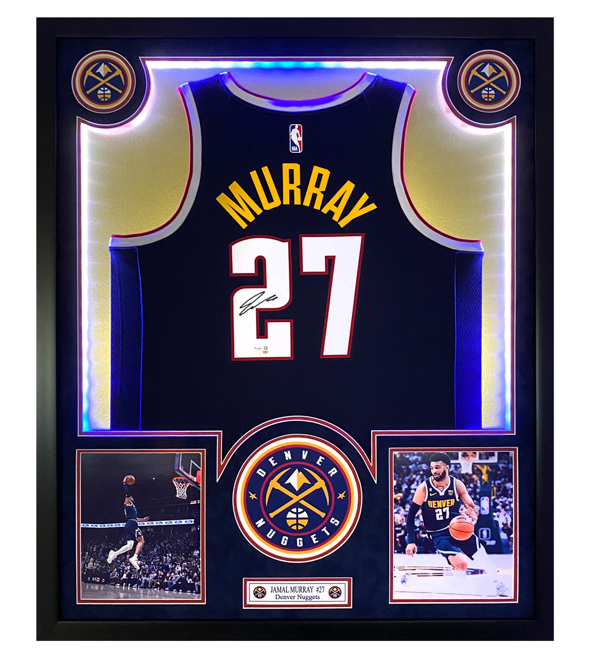 Jamal Murray Signed Nuggets 32x40 Custom Framed Jersey Display with LED Lights (Fanatics) at PristineAuction.com Jamal Murray Signed Nuggets 32x40 Custom Framed Jersey Display with LED Lights (Fanatics) at PristineAuction.com