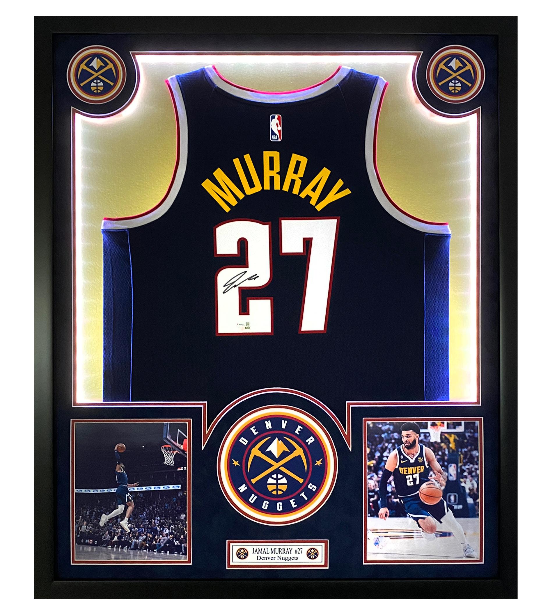Jamal Murray Signed Nuggets 32x40 Custom Framed Jersey Display with LED Lights (Fanatics) at PristineAuction.com Jamal Murray Signed Nuggets 32x40 Custom Framed Jersey Display with LED Lights (Fanatics) at PristineAuction.com